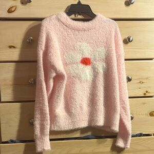 Hooked Up by IOT Soft Pink Sweater with Floral Accent